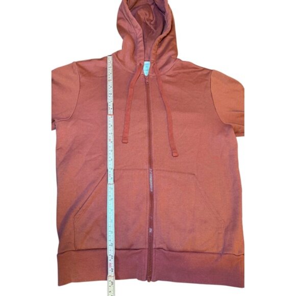 Alo Yoga Everyday Womens Small Full Zip Hoodie Rust Sweatshirt Drawstrings - Picture 9 of 9